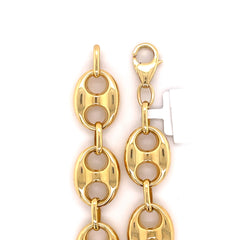 12mm Gold Puffed Mariner Link Bracelet 10K - White Carat - USA & Canada