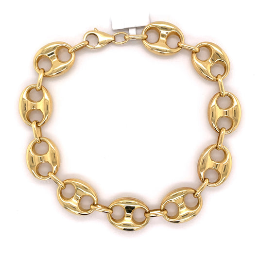 12mm Gold Puffed Mariner Link Bracelet 10K - White Carat - USA & Canada