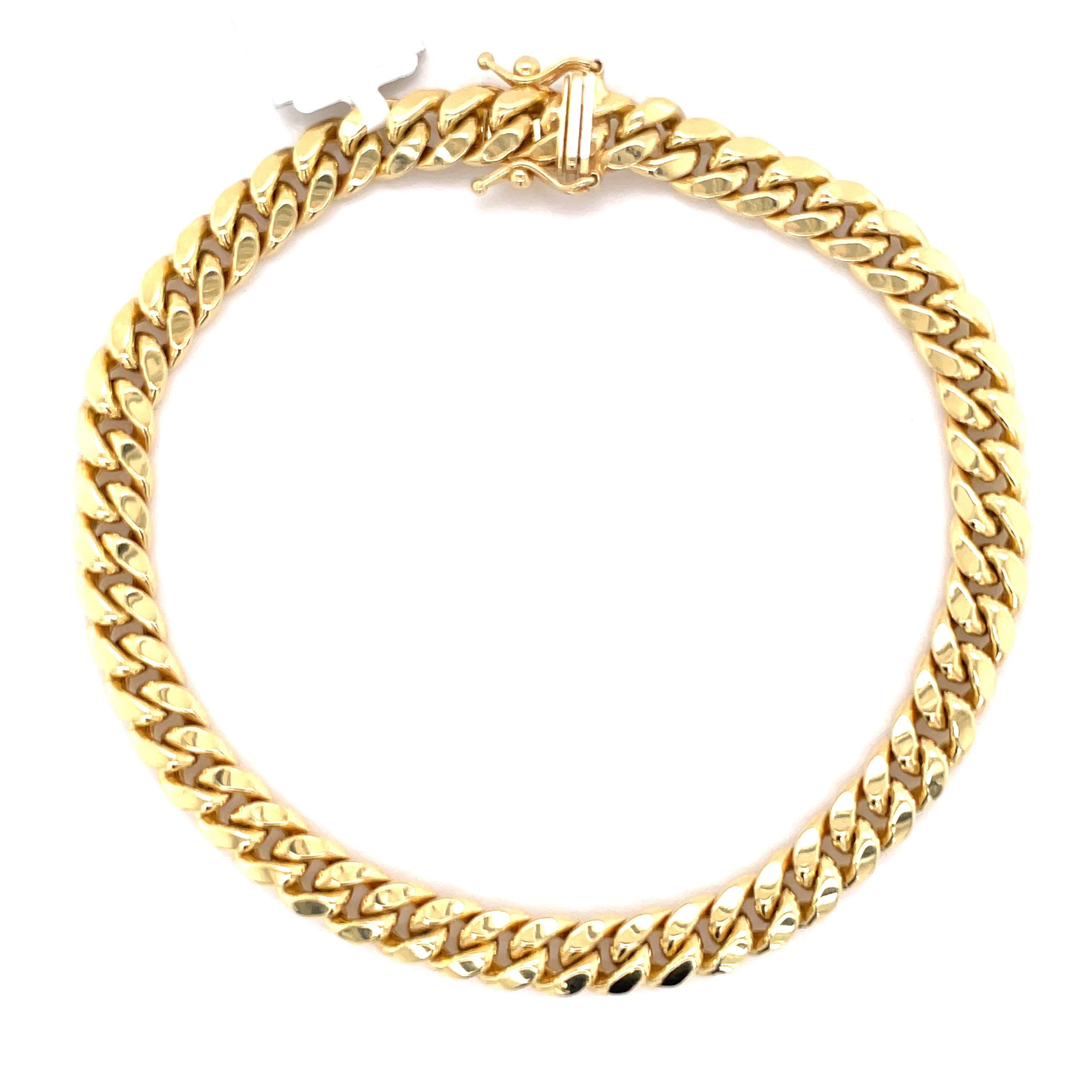10K Gold Miami Cuban Bracelet (Regular) - 7.0MM - White Carat - USA & Canada