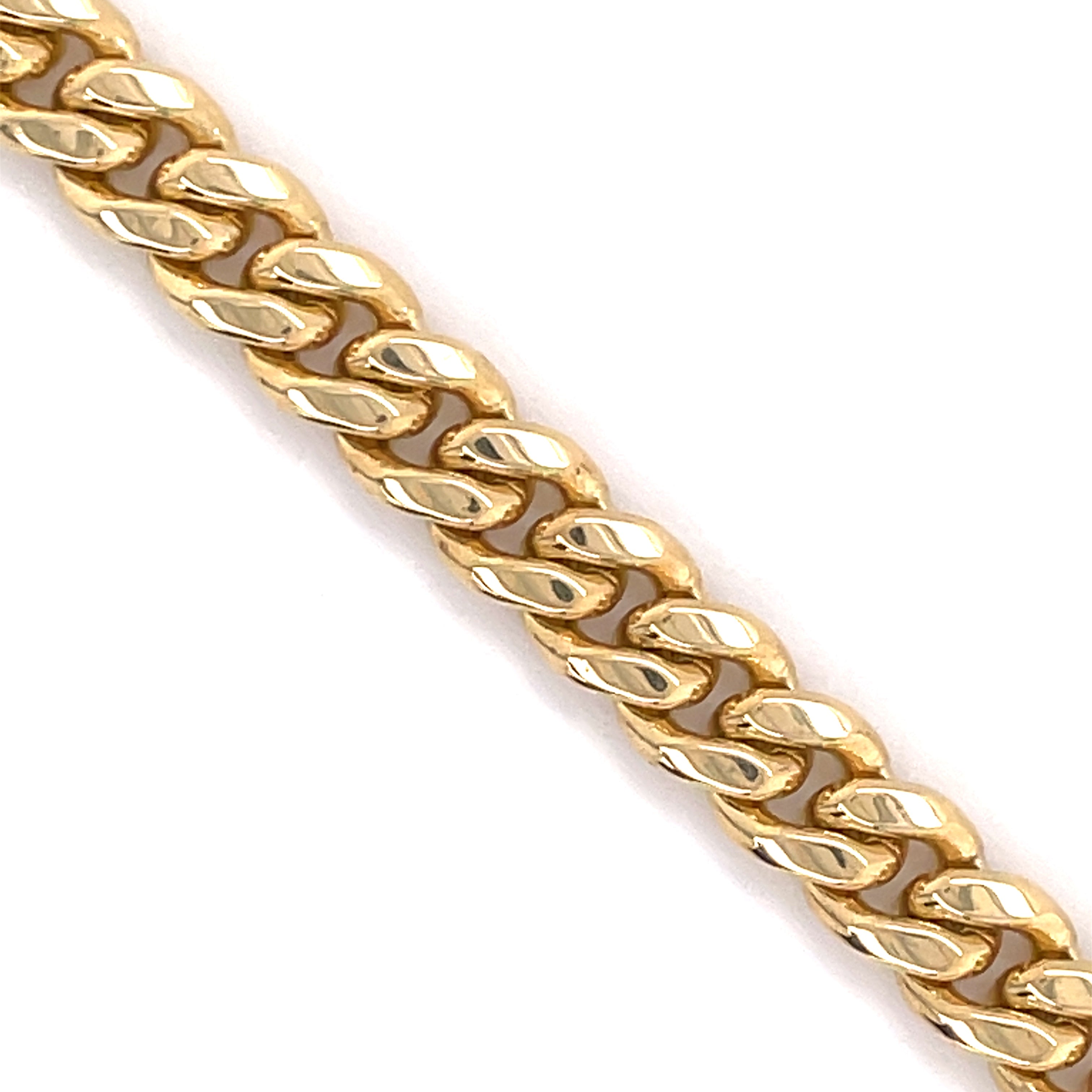 10K Solid Gold Miami Cuban Bracelet - 7.0MM - White Carat - USA & Canada