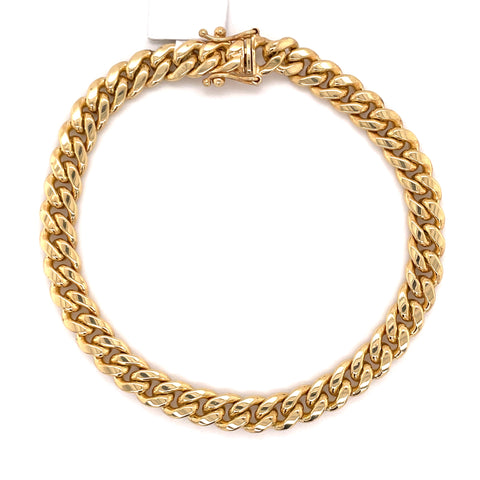 10K Solid Gold Miami Cuban Bracelet - 7.0MM - White Carat - USA & Canada