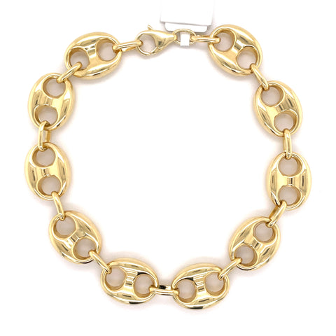 10K Gold Puffed Mariner Bracelet (Regular)- 12.0MM - White Carat - USA & Canada