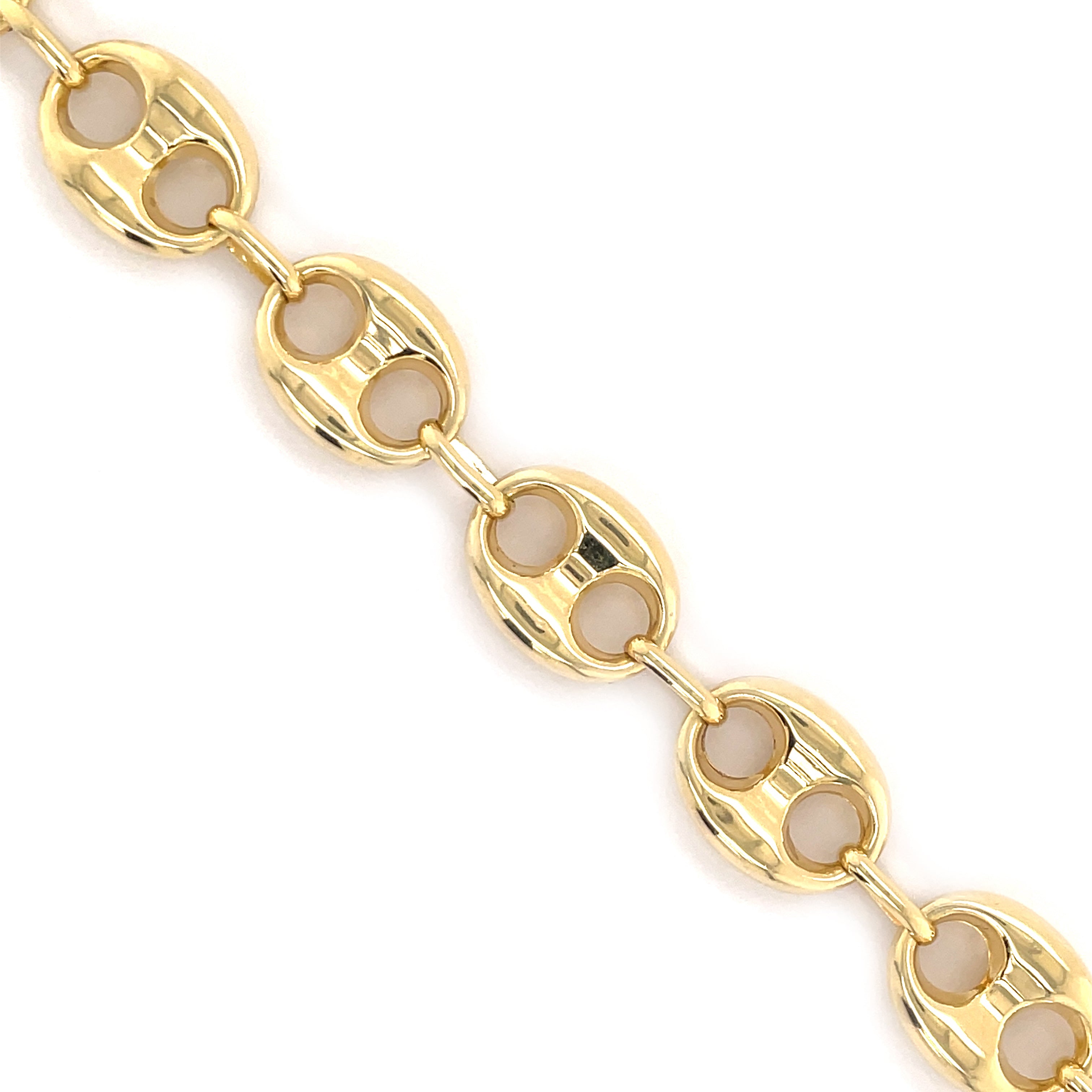 10K Gold Puffed Mariner Bracelet (Regular)- 12.0MM - White Carat - USA & Canada