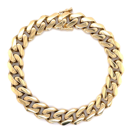 14K Gold Miami Cuban Bracelet (Regular)- 9.5MM - White Carat - USA & Canada