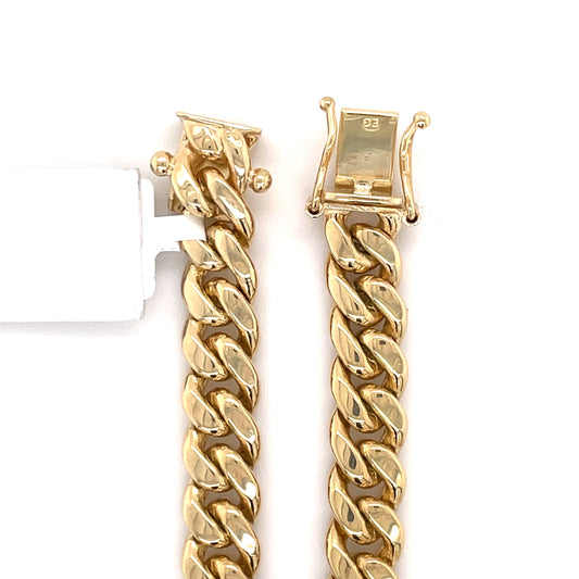 10K Solid Gold Miami Cuban Bracelet - 8MM - White Carat - USA & Canada