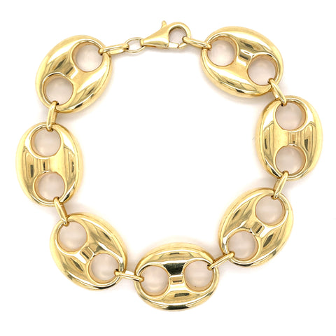 14K Gold Puffed Mariner Bracelet - 20MM - White Carat - USA & Canada