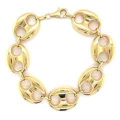 14K Gold Puffed Mariner Bracelet - 20MM - White Carat - USA & Canada