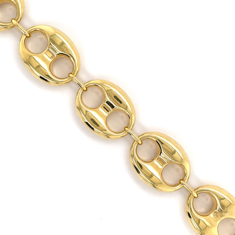 14K Gold Puffed Mariner Bracelet - 20MM - White Carat - USA & Canada