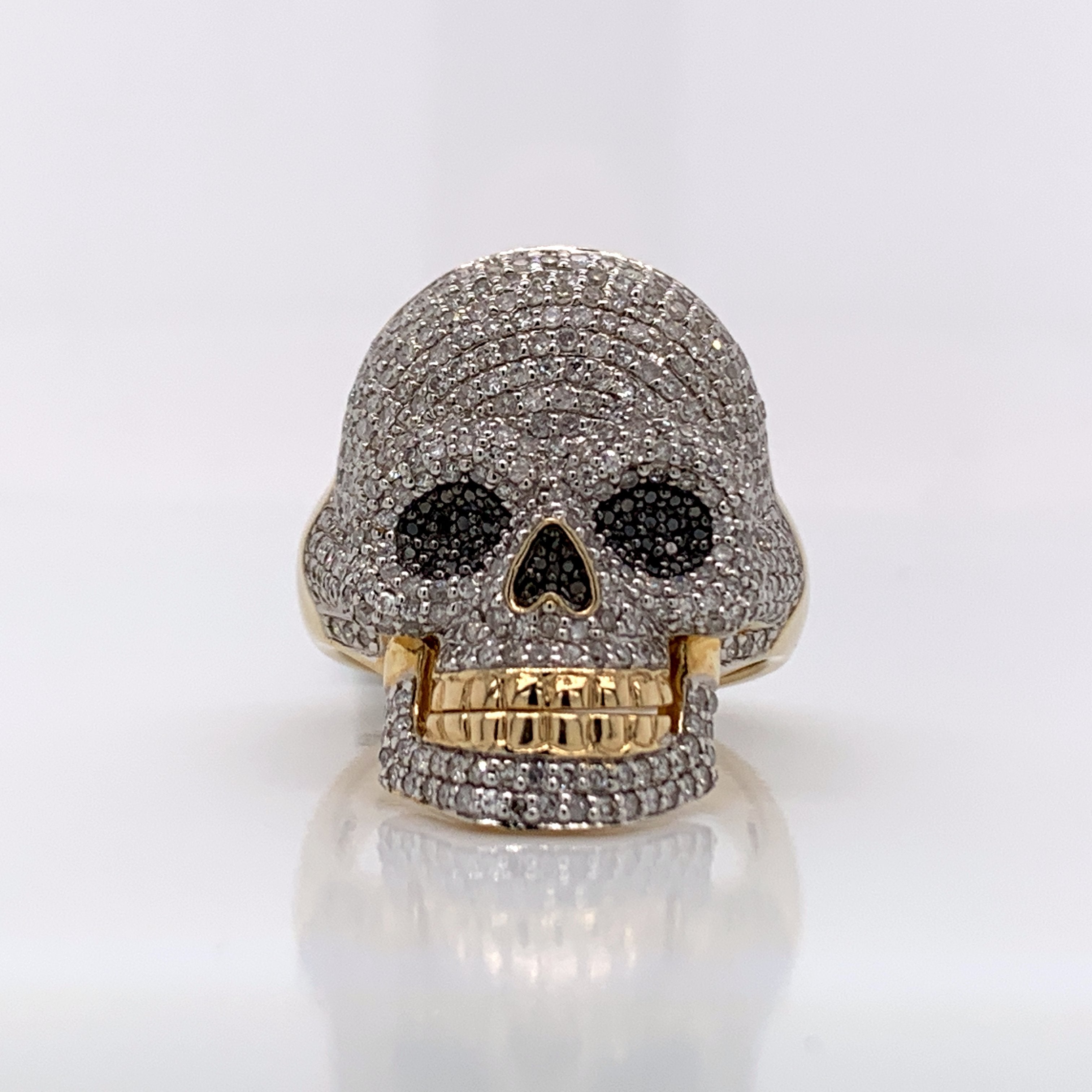 1.77CT Diamond Skull 10K Gold Ring - White Carat Diamonds 