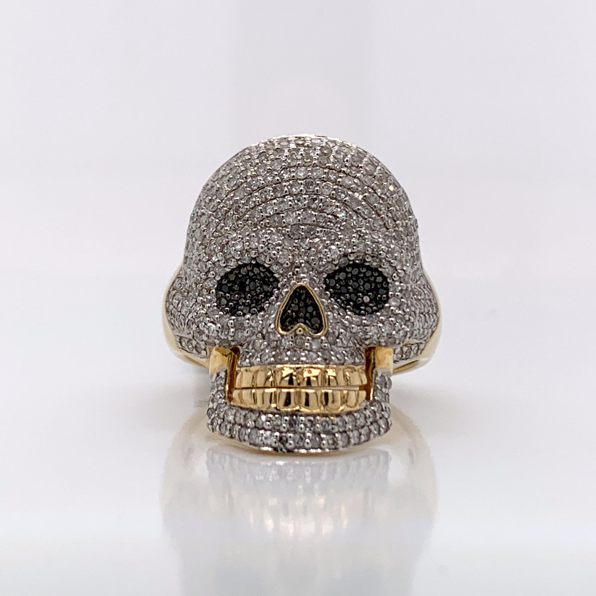 1.77CT Diamond Skull 10K Gold Ring - White Carat Diamonds 
