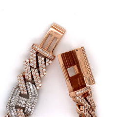 12.77CT Diamond Cuban Mariner Bracelet in 14K Rose and White Gold - 16mm - White Carat Diamonds 