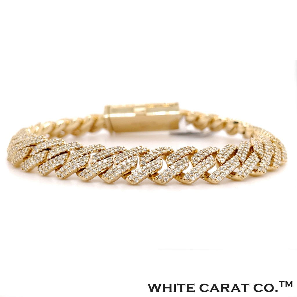 8.00 CT. Diamond Cuban Bracelet in Gold - 10mm - White Carat - USA & Canada