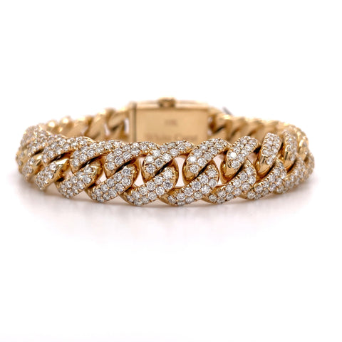 15.00 CT. Diamond Cuban Bracelet in Gold - 13.50mm - White Carat - USA & Canada