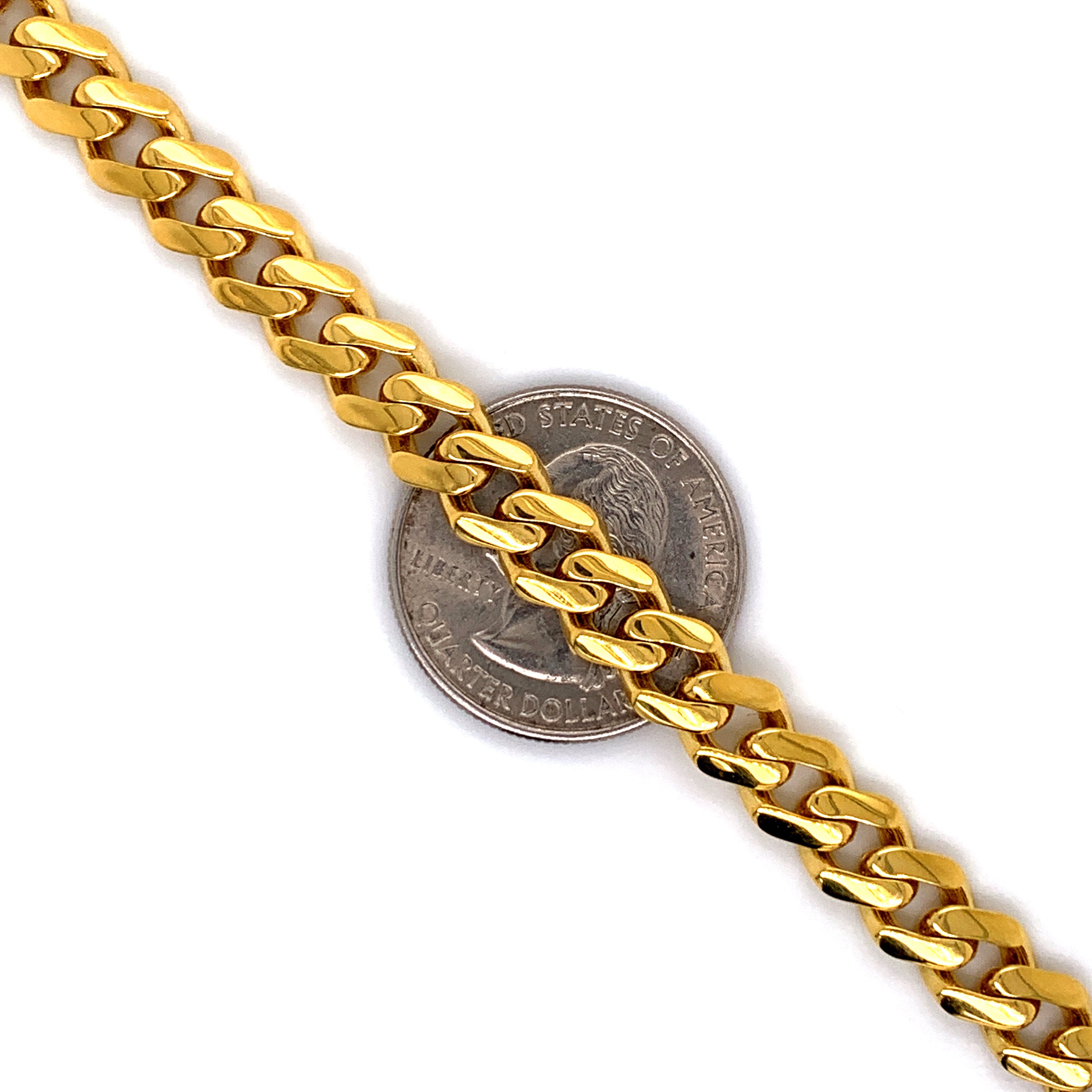 8mm Gold Miami Cuban Bracelet (Semi-Solid Close Link) 10K - White Carat - USA & Canada