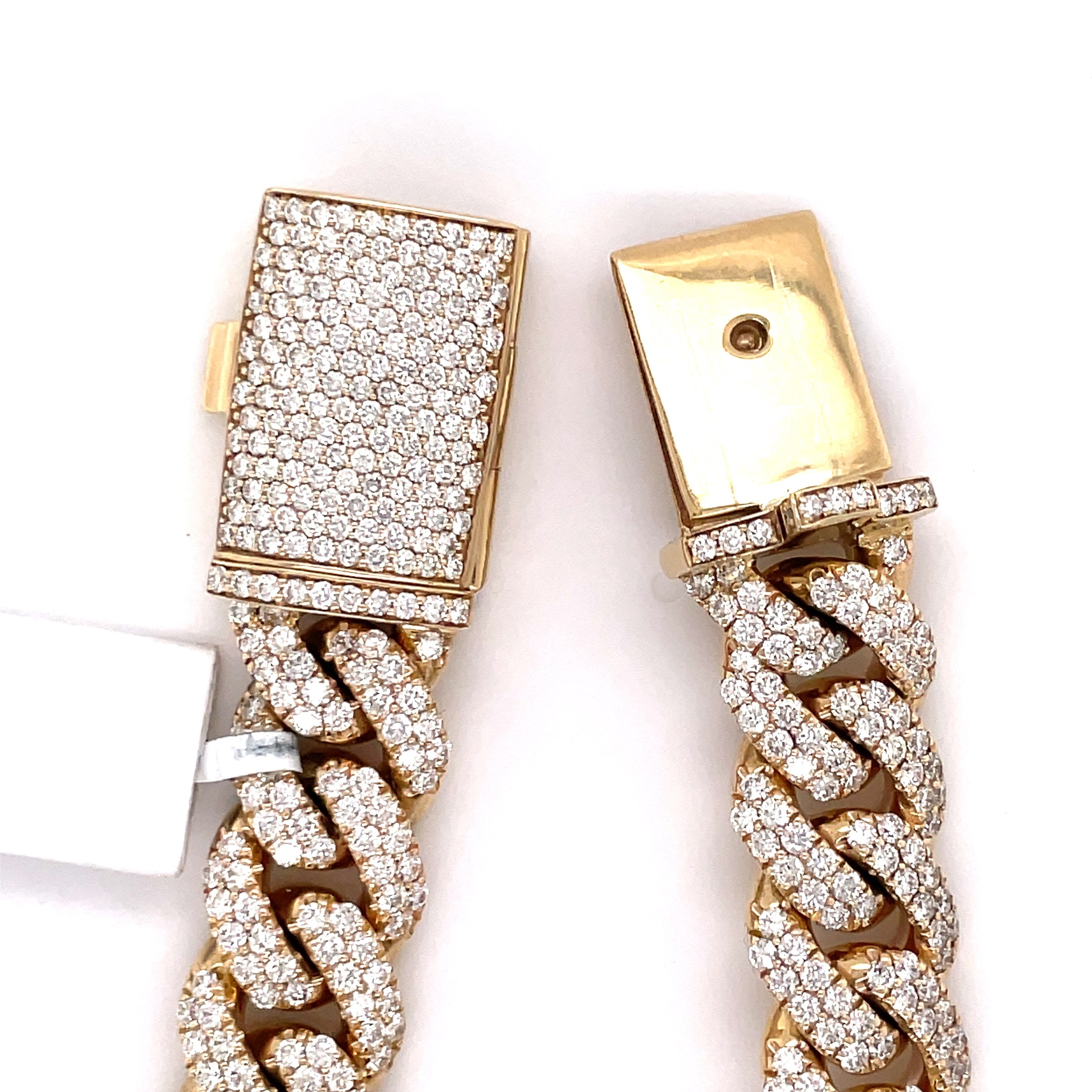 14.00 CT. Diamond Cuban Bracelet in Gold - 13.50mm - White Carat - USA & Canada
