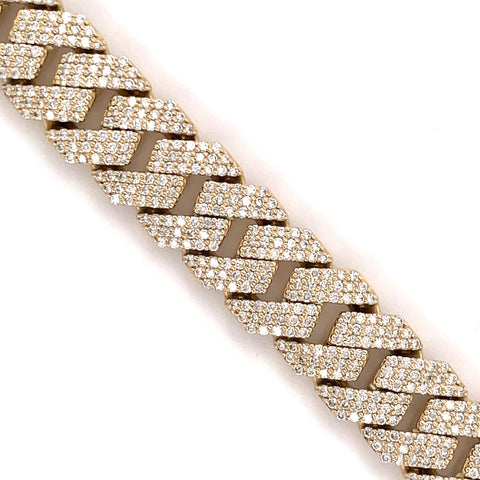 13.00 CT. Diamond Cuban Bracelet in Gold - 14.00mm - White Carat - USA & Canada