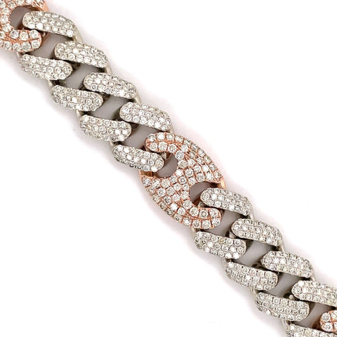 12.00 CT. Diamond Cuban Bracelet in Gold - 15.50mm - White Carat - USA & Canada