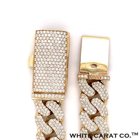 11.00 CT. Diamond Cuban Bracelet in Gold - 13.50mm - White Carat - USA & Canada