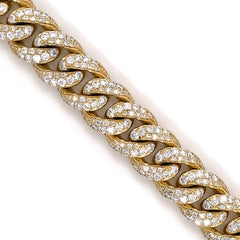 15.00 CT. Diamond Cuban Bracelet in Gold - 12.00mm - White Carat - USA & Canada