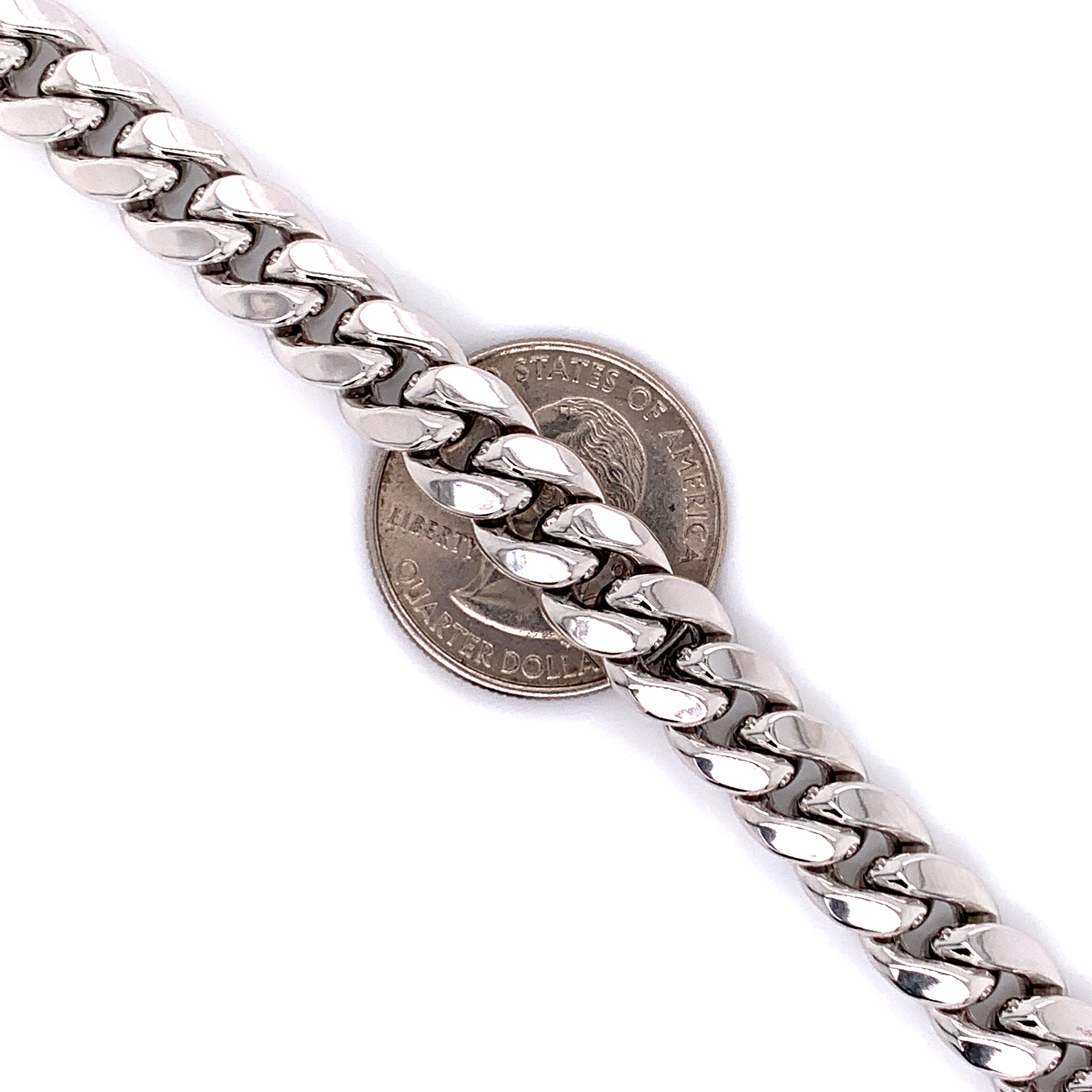 10K White Gold Miami Cuban Bracelet (Semi-Solid) -9.5MM - White Carat Diamonds 