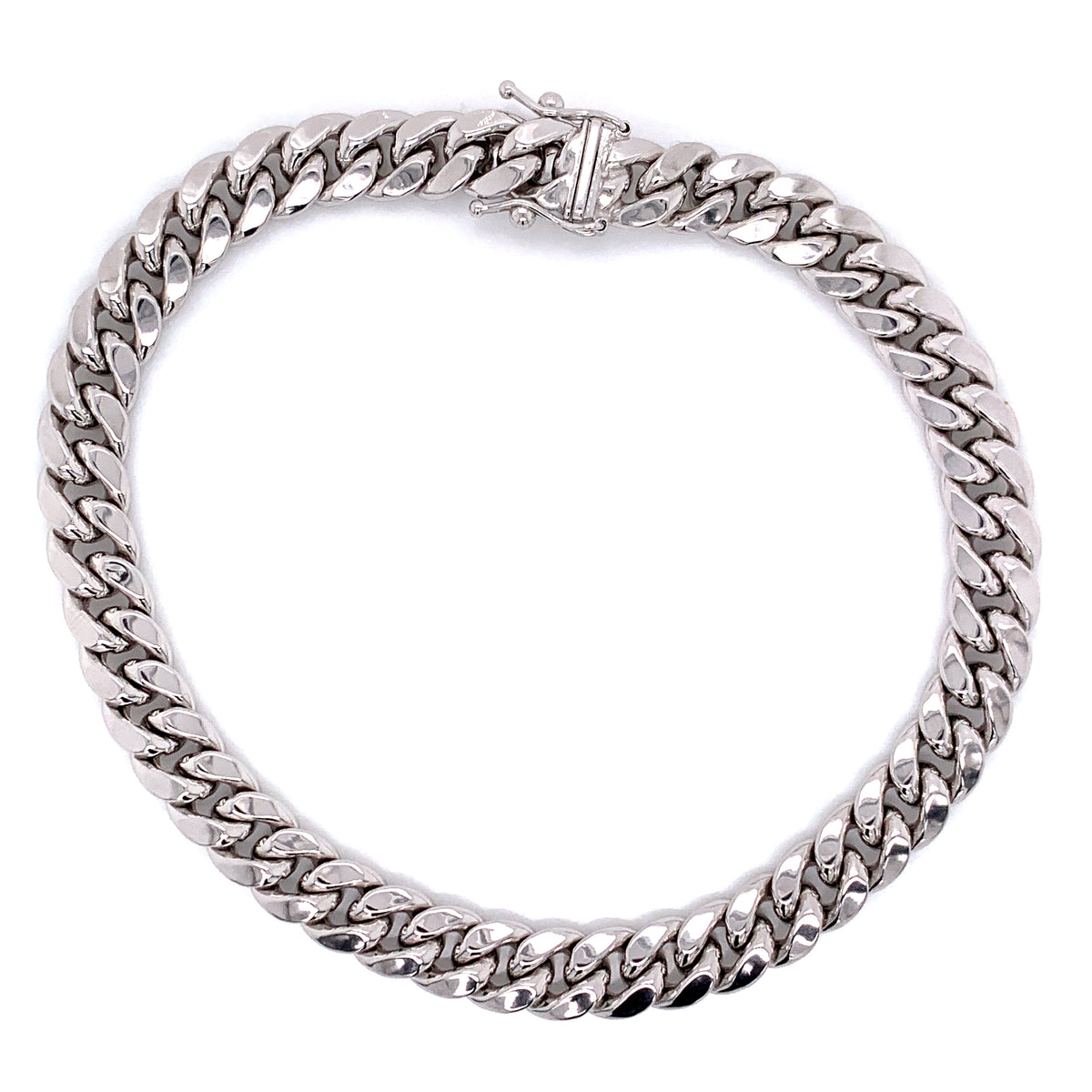 10K White Gold Miami Cuban Bracelet (Semi-Solid) -9.5MM - White Carat Diamonds 