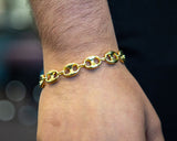 10K Gold Puffed Mariner Link Bracelet (Regular) - 12.0MM - White Carat - USA & Canada