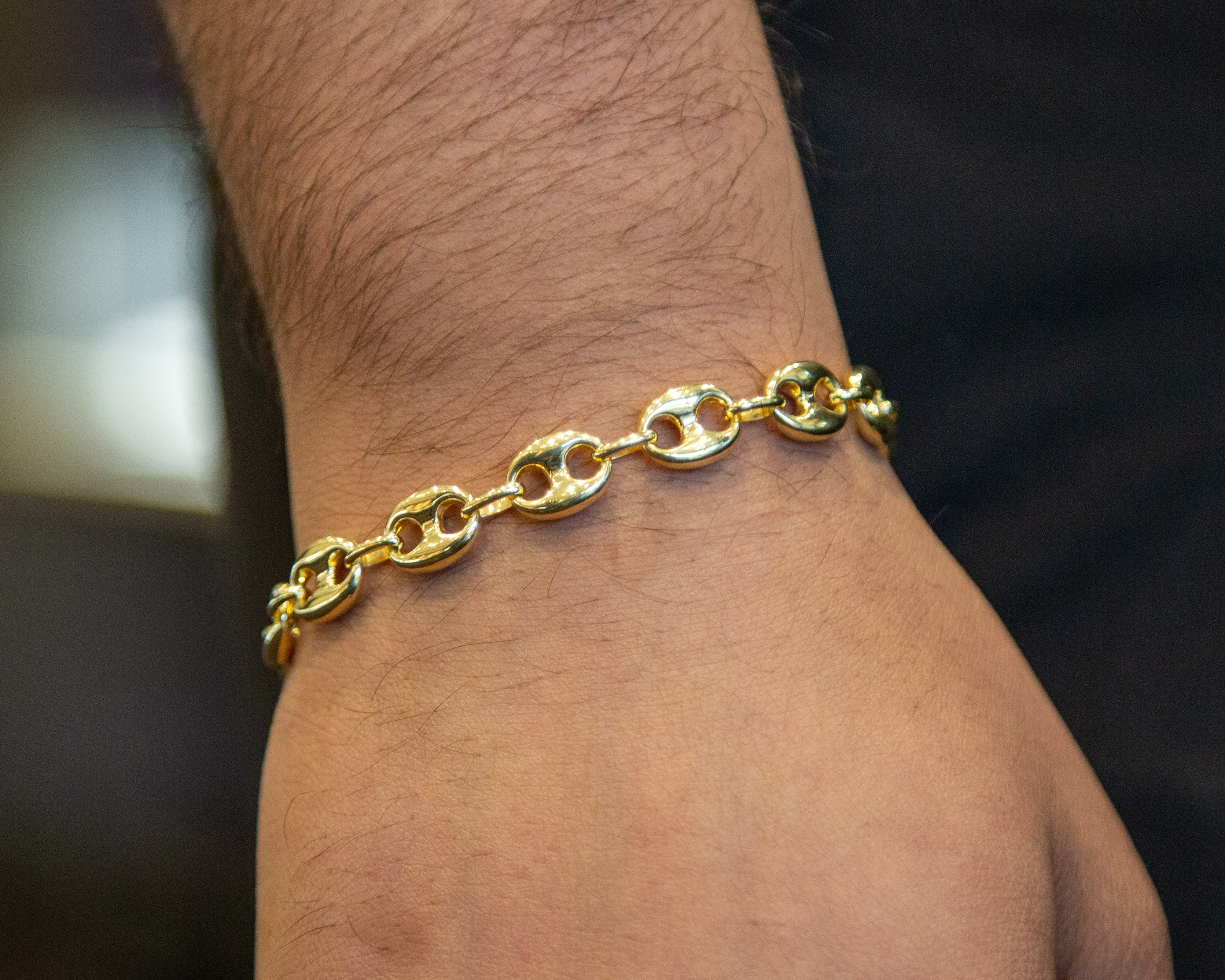 10K Gold Puffed Mariner Link Bracelet (Regular) - 10.0MM - White Carat - USA & Canada