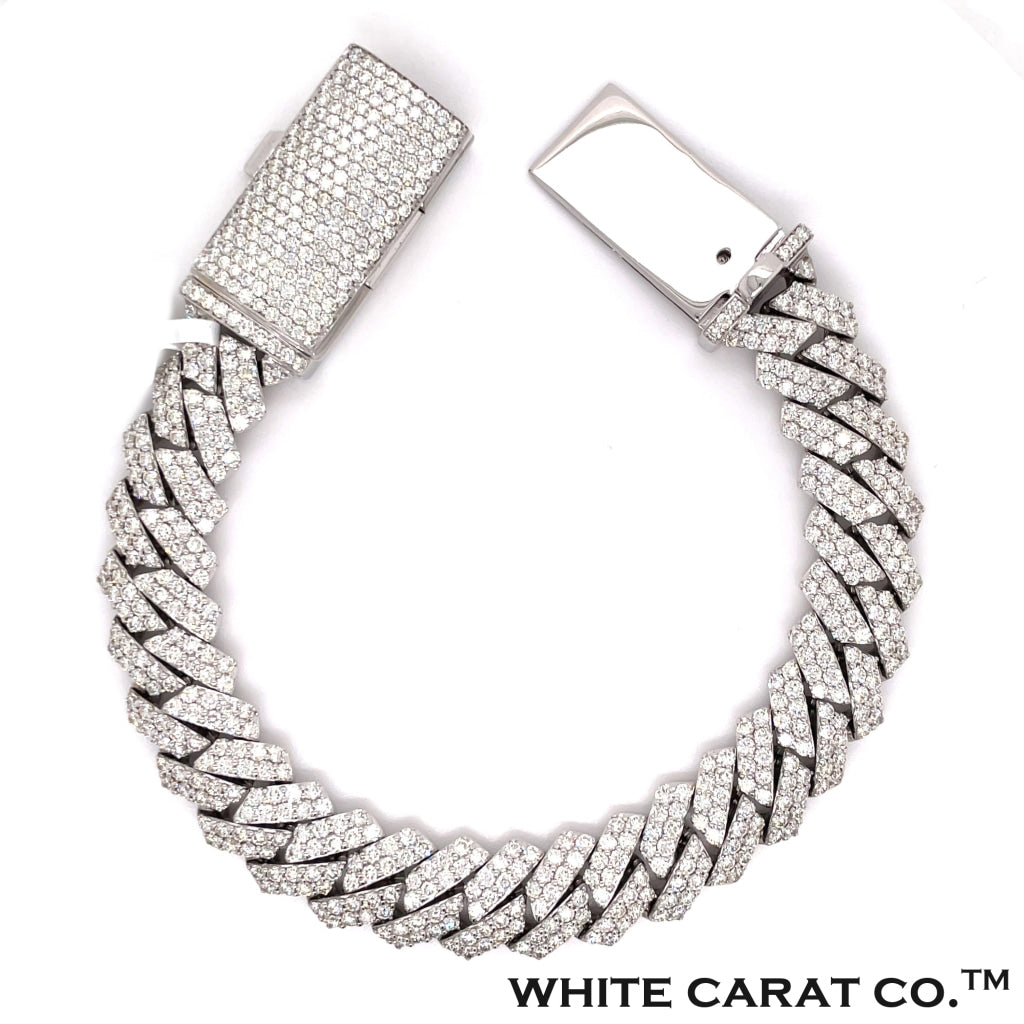 14.00 CT. Diamond Cuban Bracelet in Gold - 12.50mm - White Carat - USA & Canada