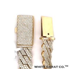 15.00 CT. Diamond Cuban Bracelet in Gold - 14.0mm - White Carat - USA & Canada