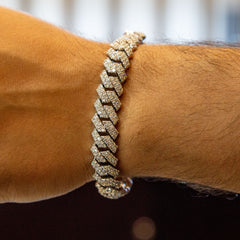 14.00 CT. Diamond Cuban Bracelet in Gold - 12.50mm - White Carat - USA & Canada