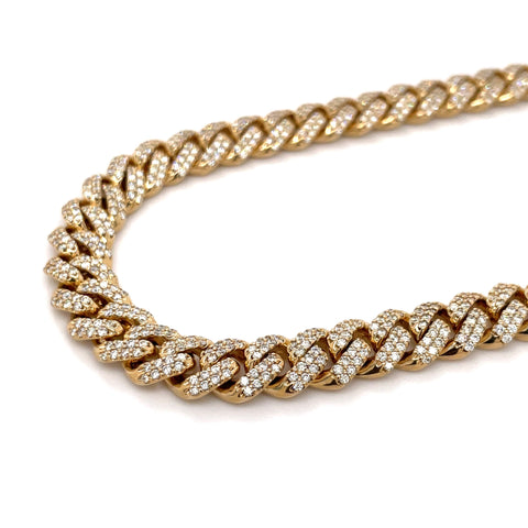 12.00 CT. Diamond Miami Cuban Chain in 14KT Yellow Gold (9.5mm) - White Carat - USA & Canada