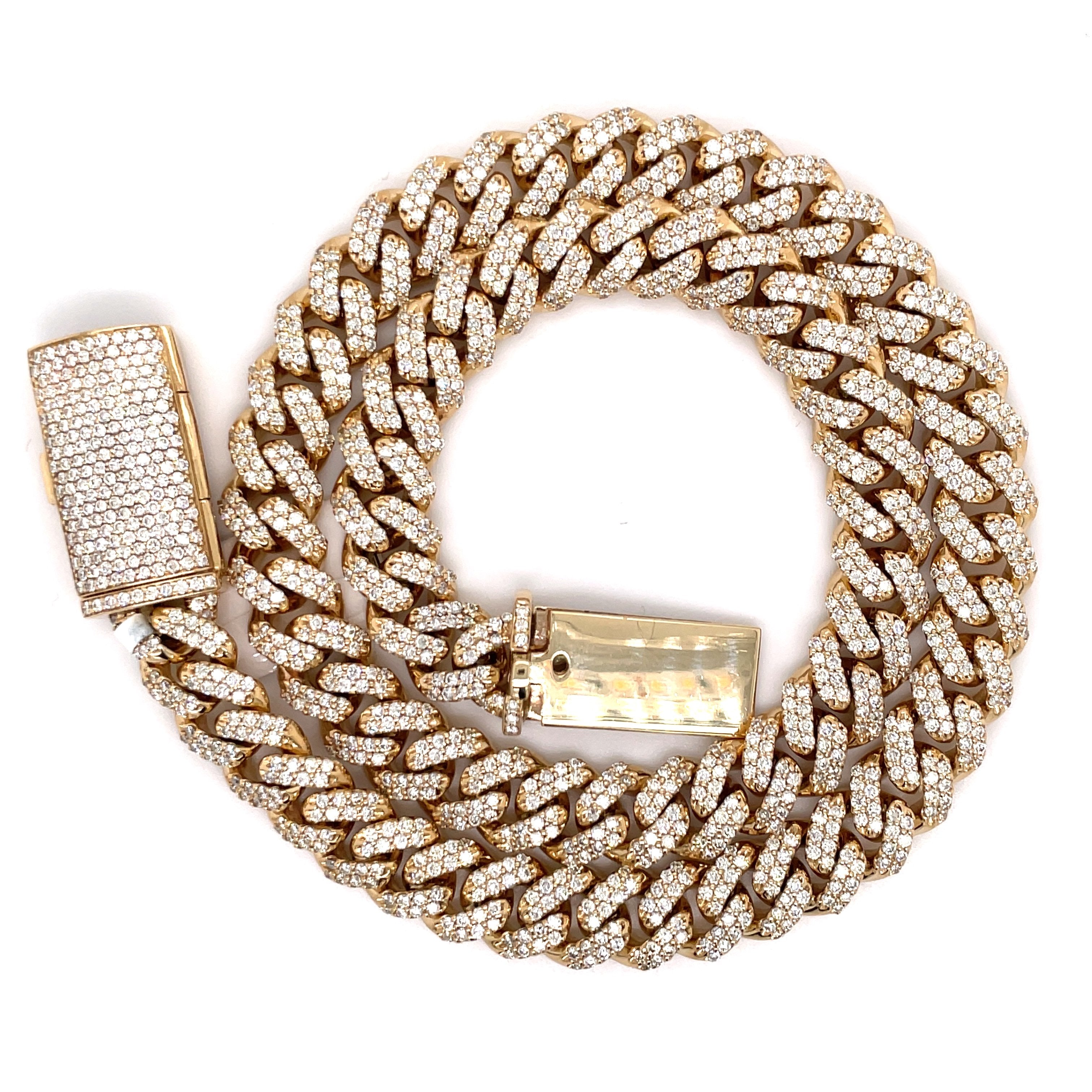 12.00 CT. Diamond Miami Cuban Chain in 14KT Yellow Gold (9.5mm) - White Carat - USA & Canada