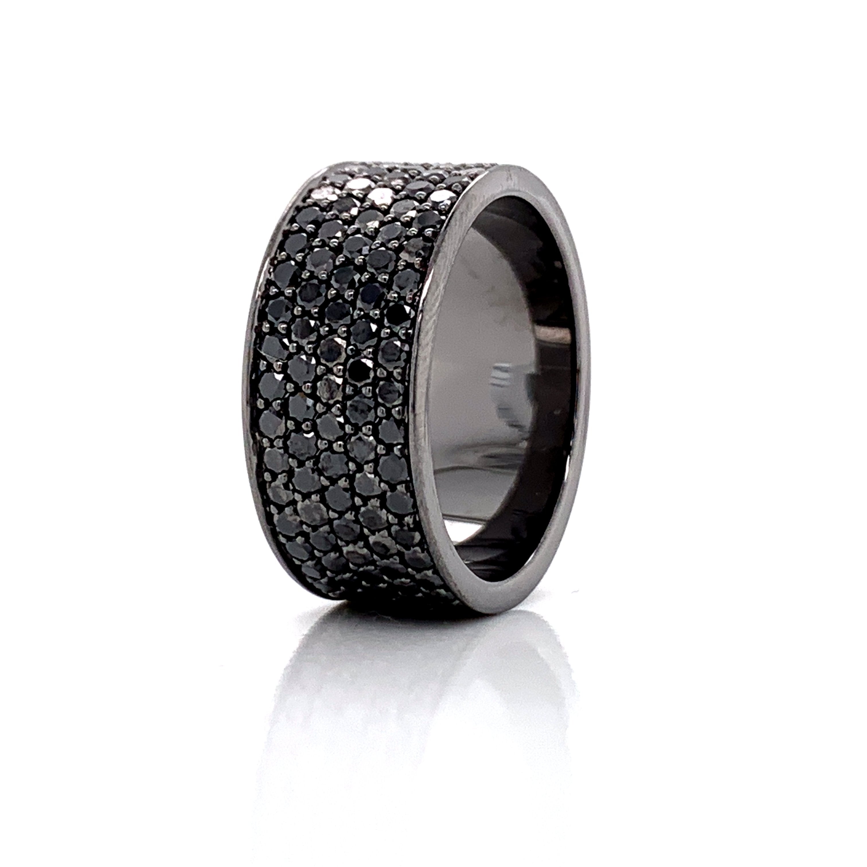 4.50 CT. Black Diamond Eternity Ring in 14K Black Gold - White Carat Diamonds 