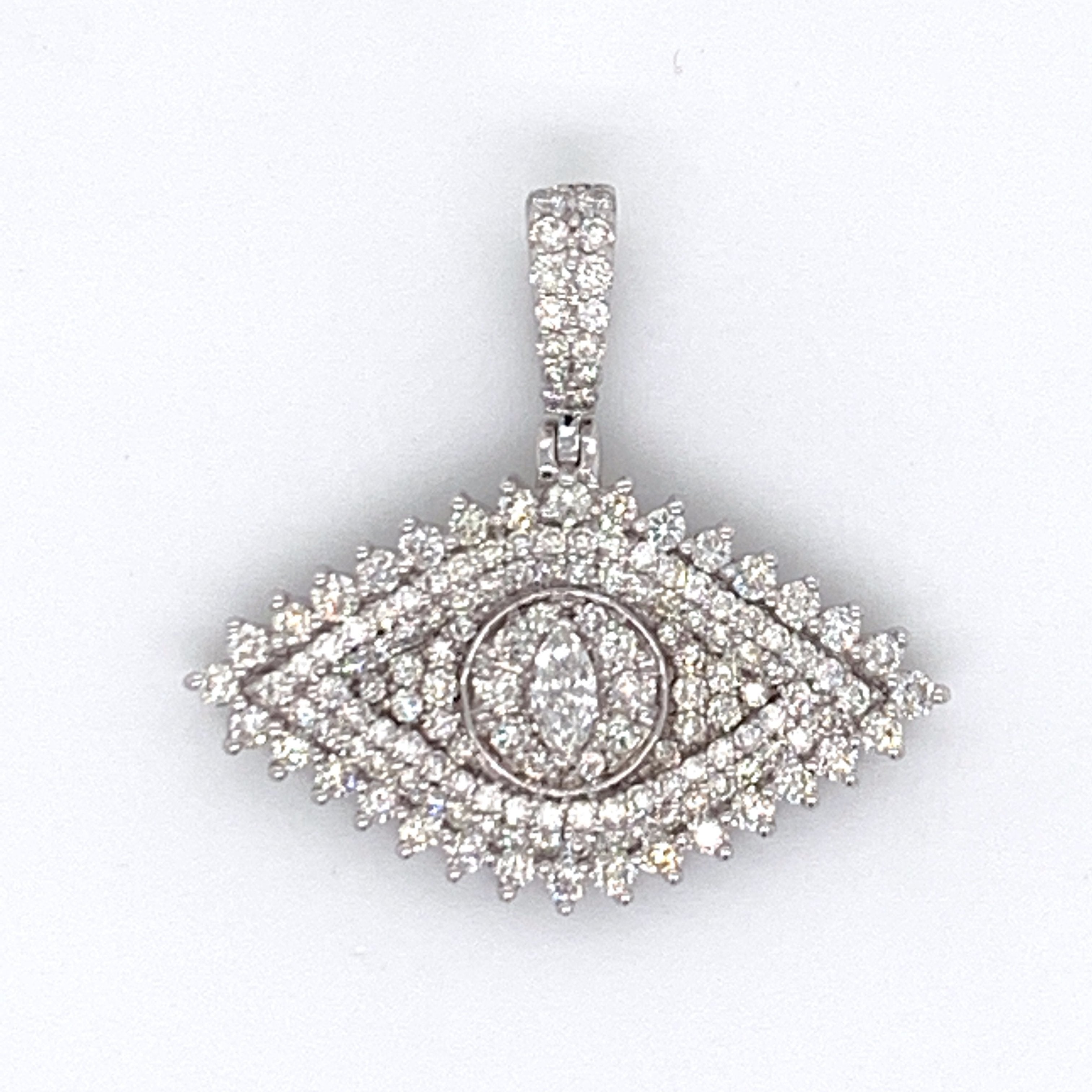 1.50 CT. Diamond Eye Pendant in 14K White Gold - White Carat Diamonds 
