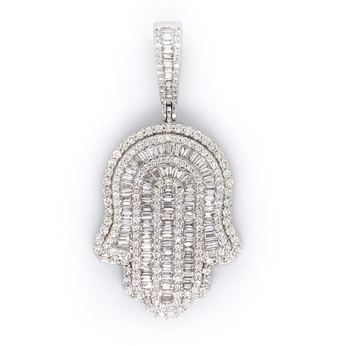 Diamond Hamsa Hand Pendant – White Carat USA