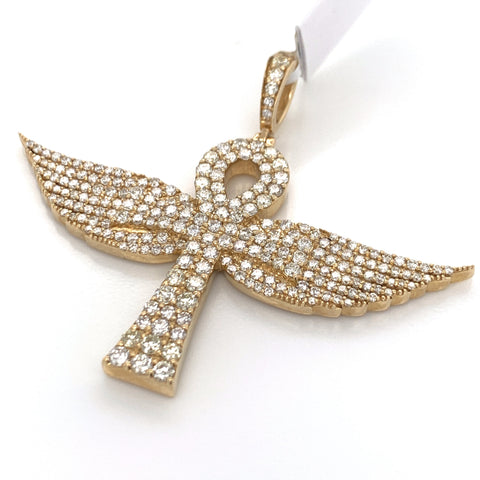 4.00 CT. Diamond Ankh Pendant in 10K Gold - White Carat Diamonds 