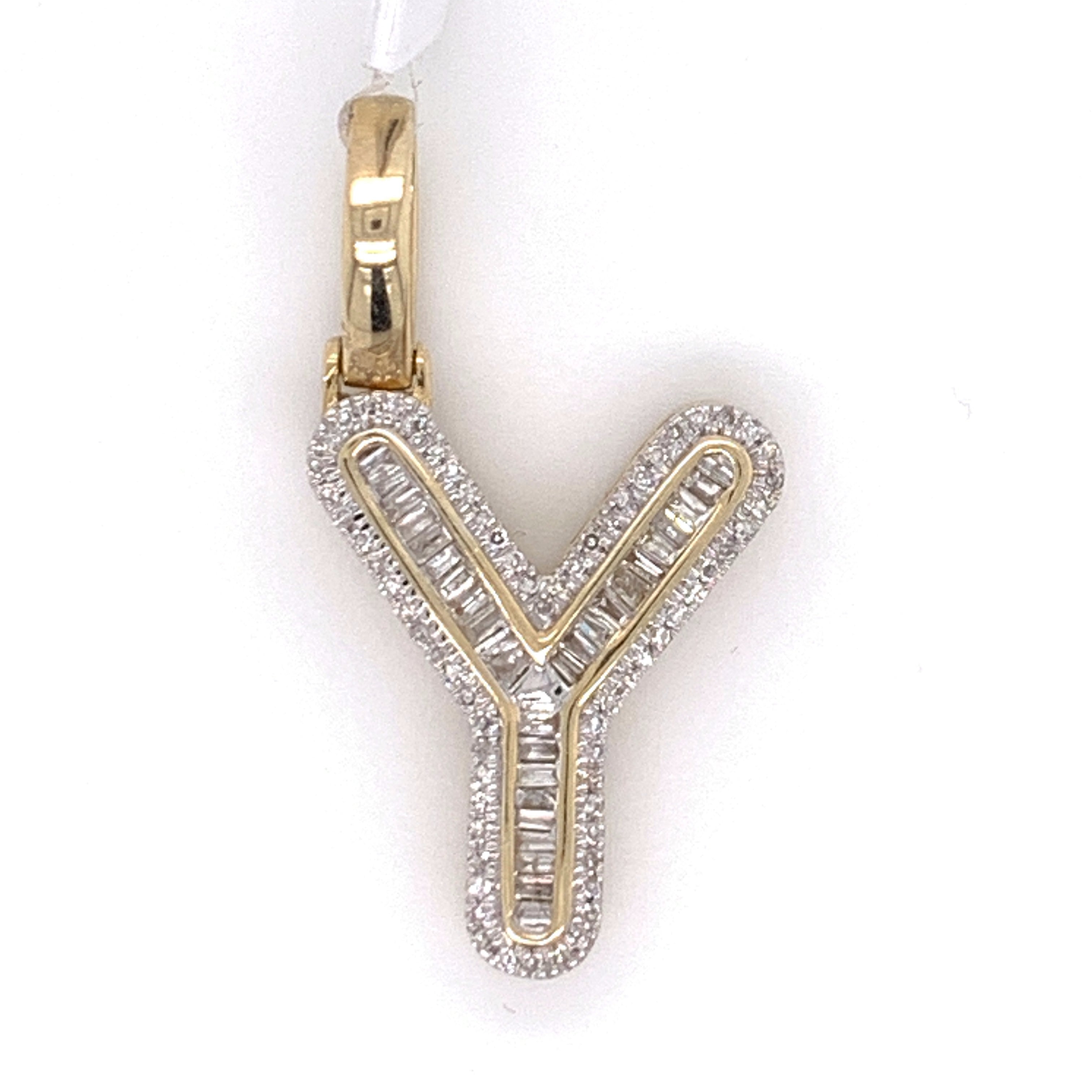 0.35 CT. Diamond Letter "Y" Pendant in 10K Gold - White Carat Diamonds 
