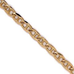 10K Gold Flat Mariner Link Bracelet (Solid) - 8MM - White Carat Diamonds 