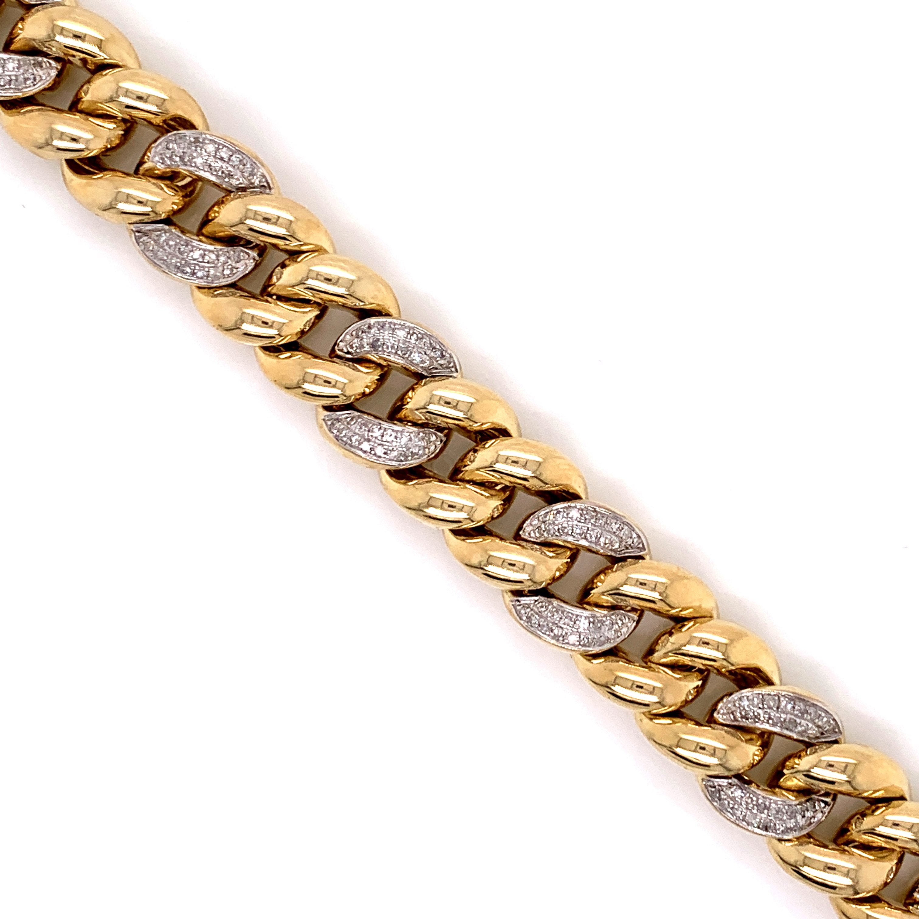 1.45 CT. Diamond Cuban Bracelet in 10K Gold - White Carat Diamonds 