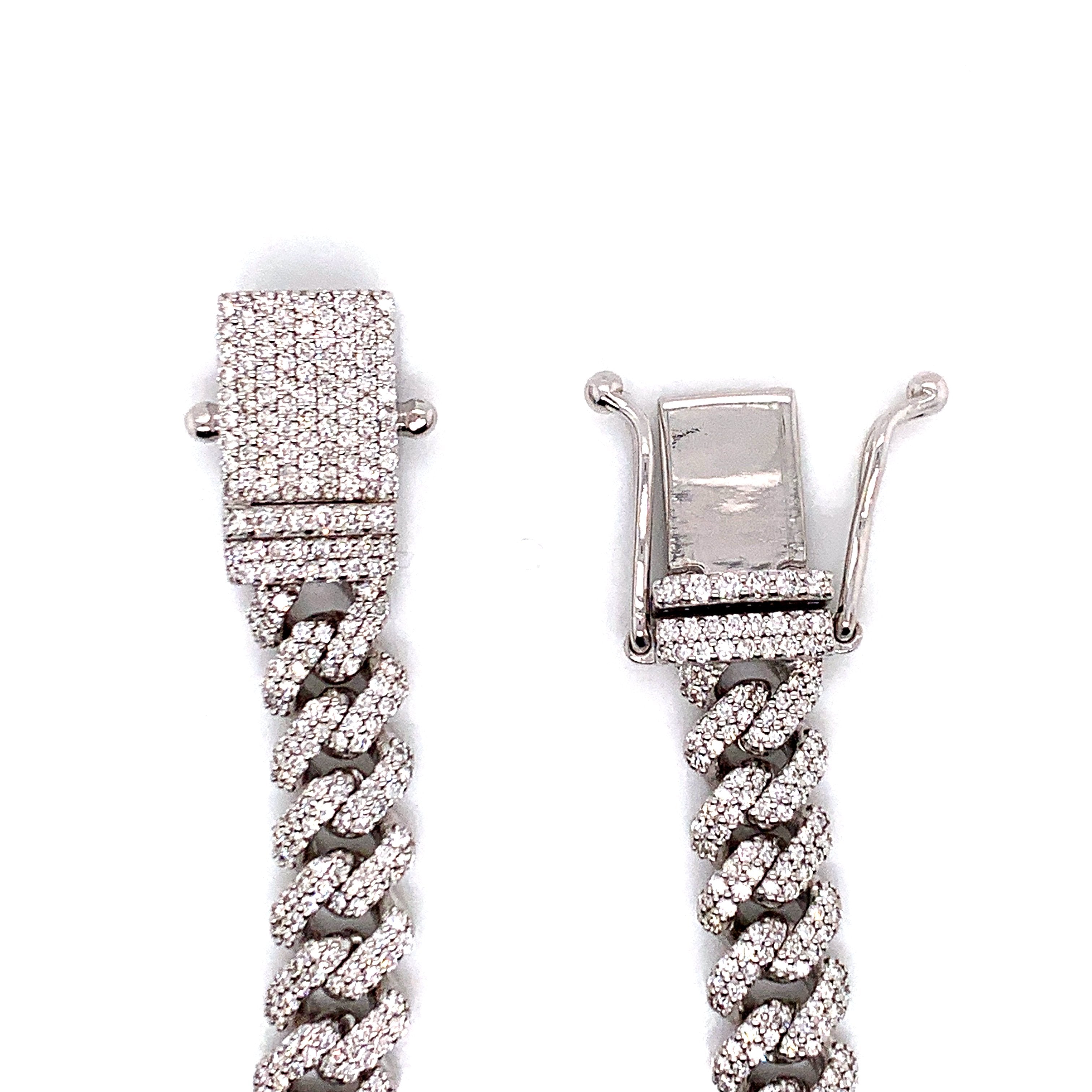 28CT. - 45.00CT. Diamond Claw Cuban Chain in 14KT Gold - 15MM - White Carat Diamonds 