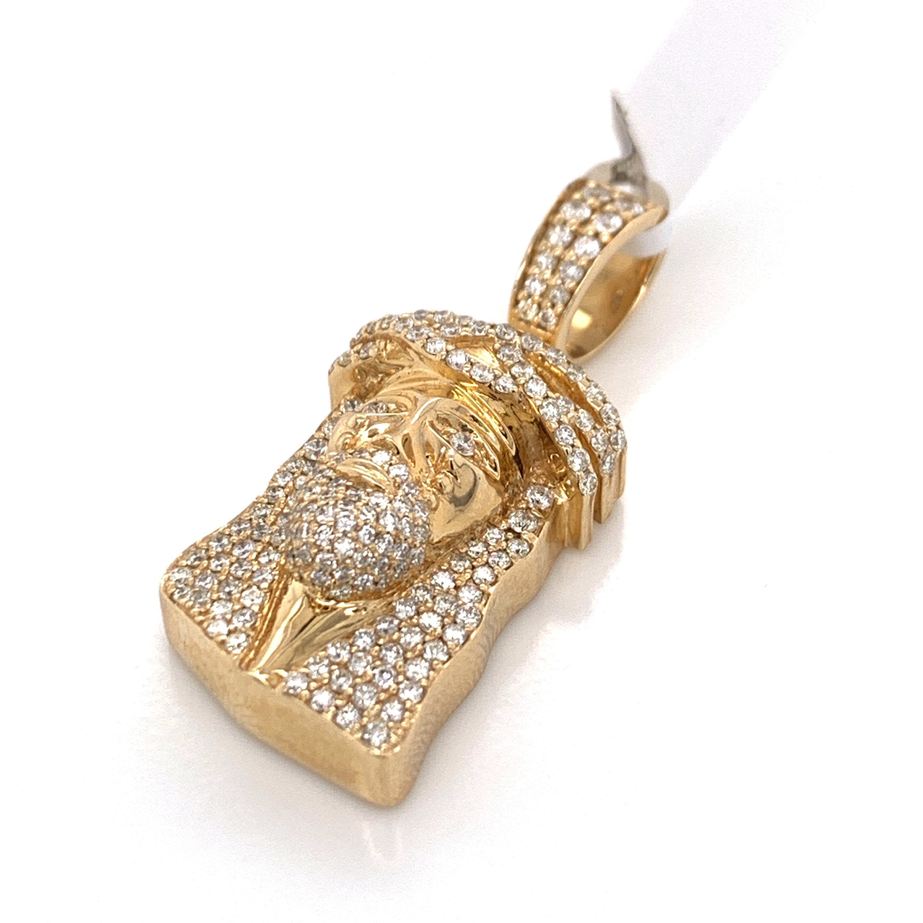 1.20 CT. Diamond Jesus Pendant in 14KT Gold - White Carat Diamonds 