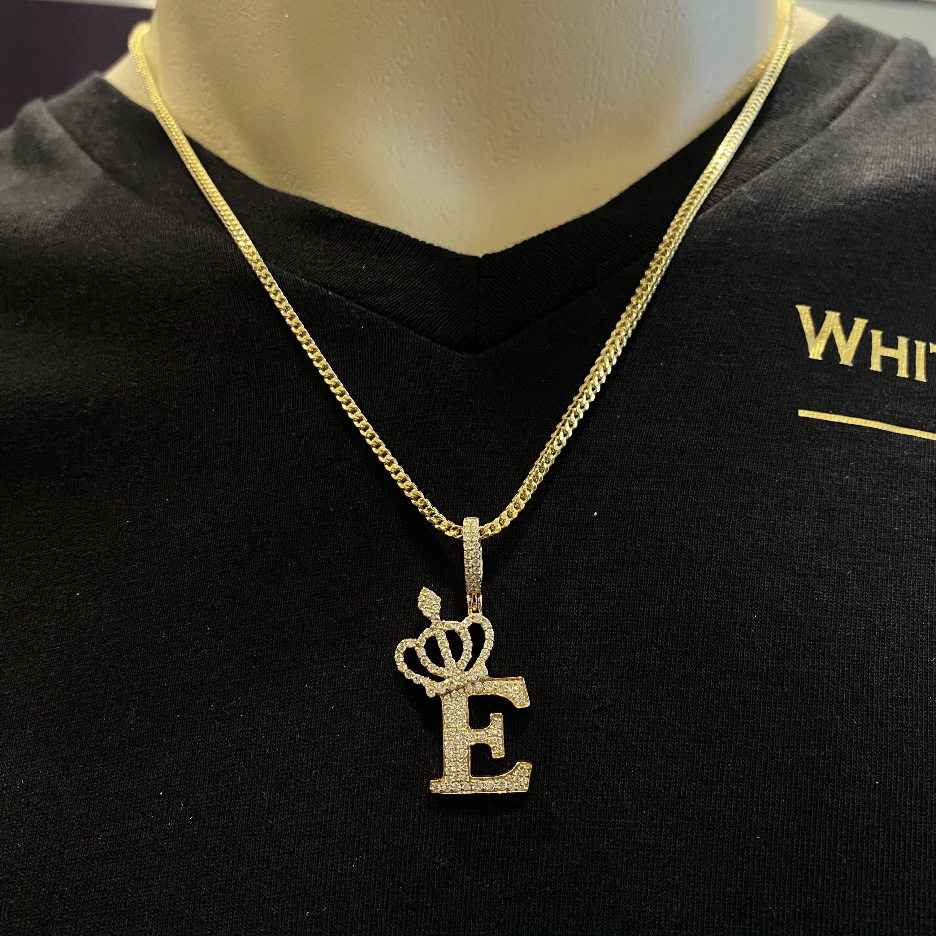 1.30 CT. Diamond Initial "E" Pendant in 10K Gold - White Carat - USA & Canada
