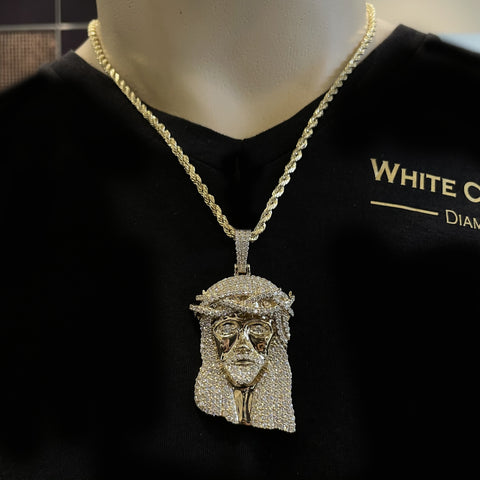 Diamond Jesus Pendant 10K - White Carat - USA & Canada