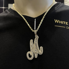 5.00 CT. Diamond Baguette Initial "M" Pendant in 10KT Gold - White Carat - USA & Canada