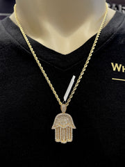 2.60 CT. Diamond Hamsa Hand Pendant in 14K Gold - White Carat Diamonds 