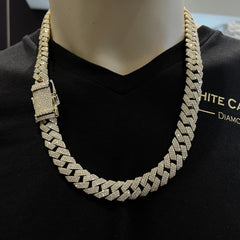 30.00 CT. Diamond Smooth Edge Cuban Chain in 14KT Gold (14.0mm) - White Carat - USA & Canada