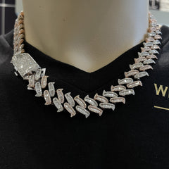 25.00 CT. VVS Diamond Two Tone Spike Chain in 10KT Gold - White Carat - USA & Canada