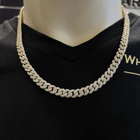 14.00 CT. VVS Diamond Cuban Chain in 18KT Gold (7.5mm) - White Carat - USA & Canada