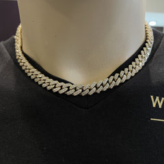 16.00 CT. Diamond Cuban Chain in 10KT Gold (9.5mm) - White Carat - USA & Canada