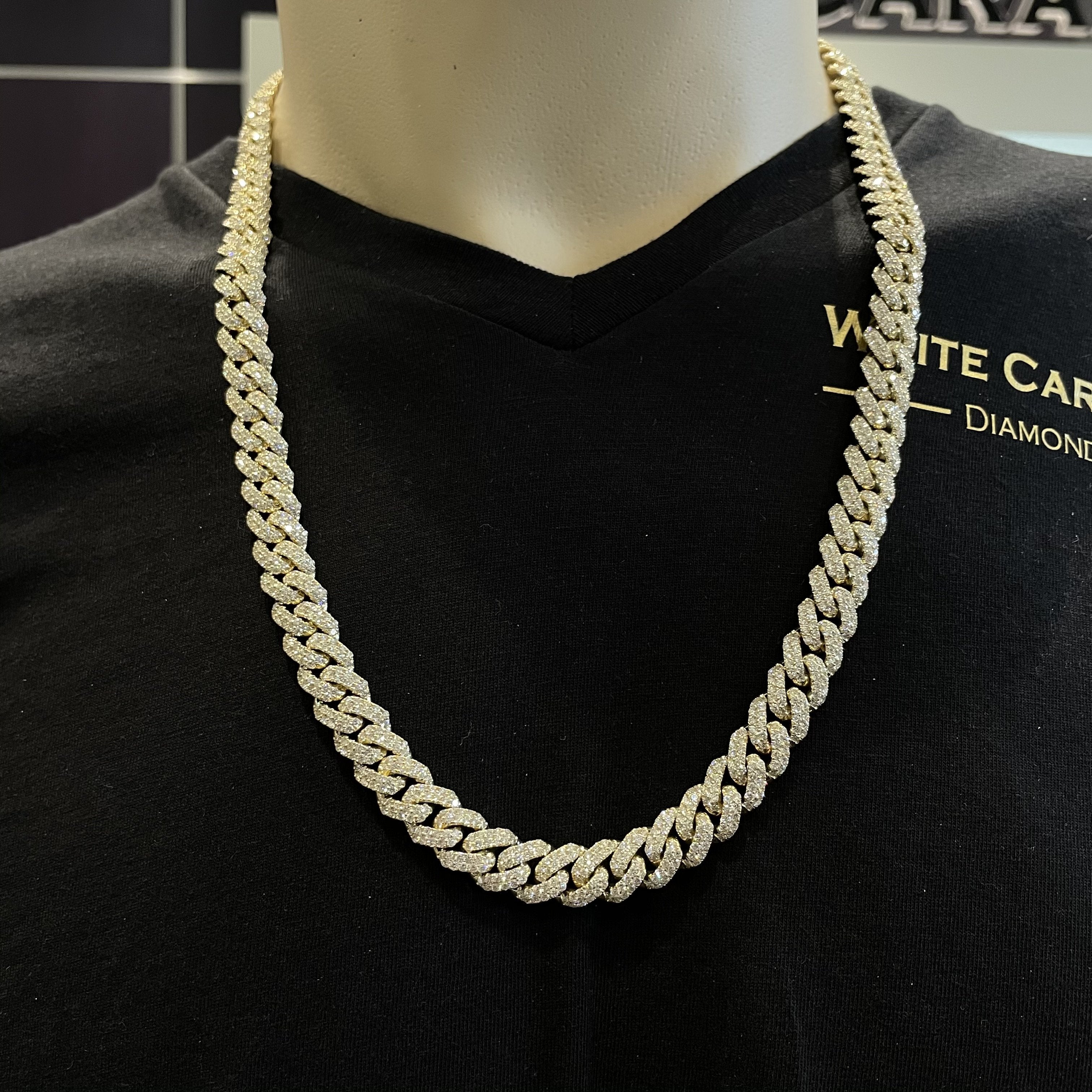 35.00 CT. VVS Diamond Cuban Chain in 10KT Gold (10.5mm) - White Carat - USA & Canada